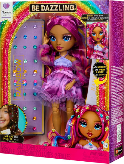 RAINBOW HIGH Be Dazzling - Noemie Violette - Muñeca de Moda Púrpura de 28 cm con Herramienta para Deslumbrar, Gemas Brillantes y Accesorios de Estilismo