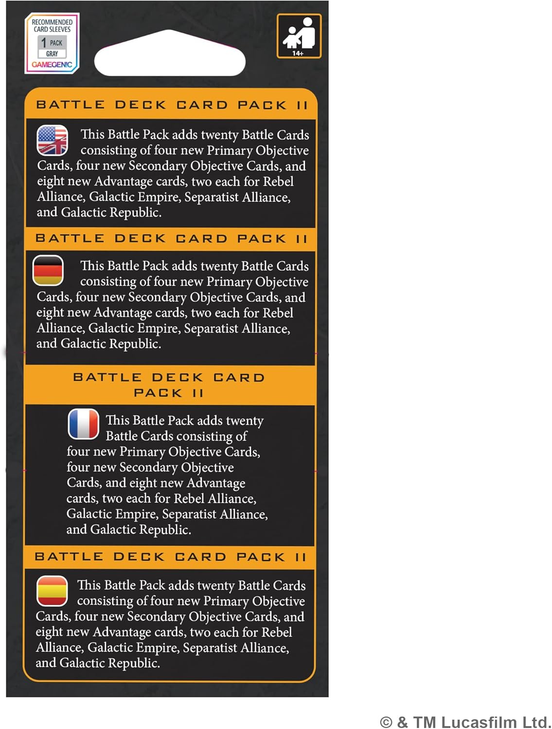 Asmodee | Star Wars: Legion - Battle Deck Card Pack II | Tabletop Miniatures Game | Ages 14+ | 2 Players | 3 Hours Playing Time