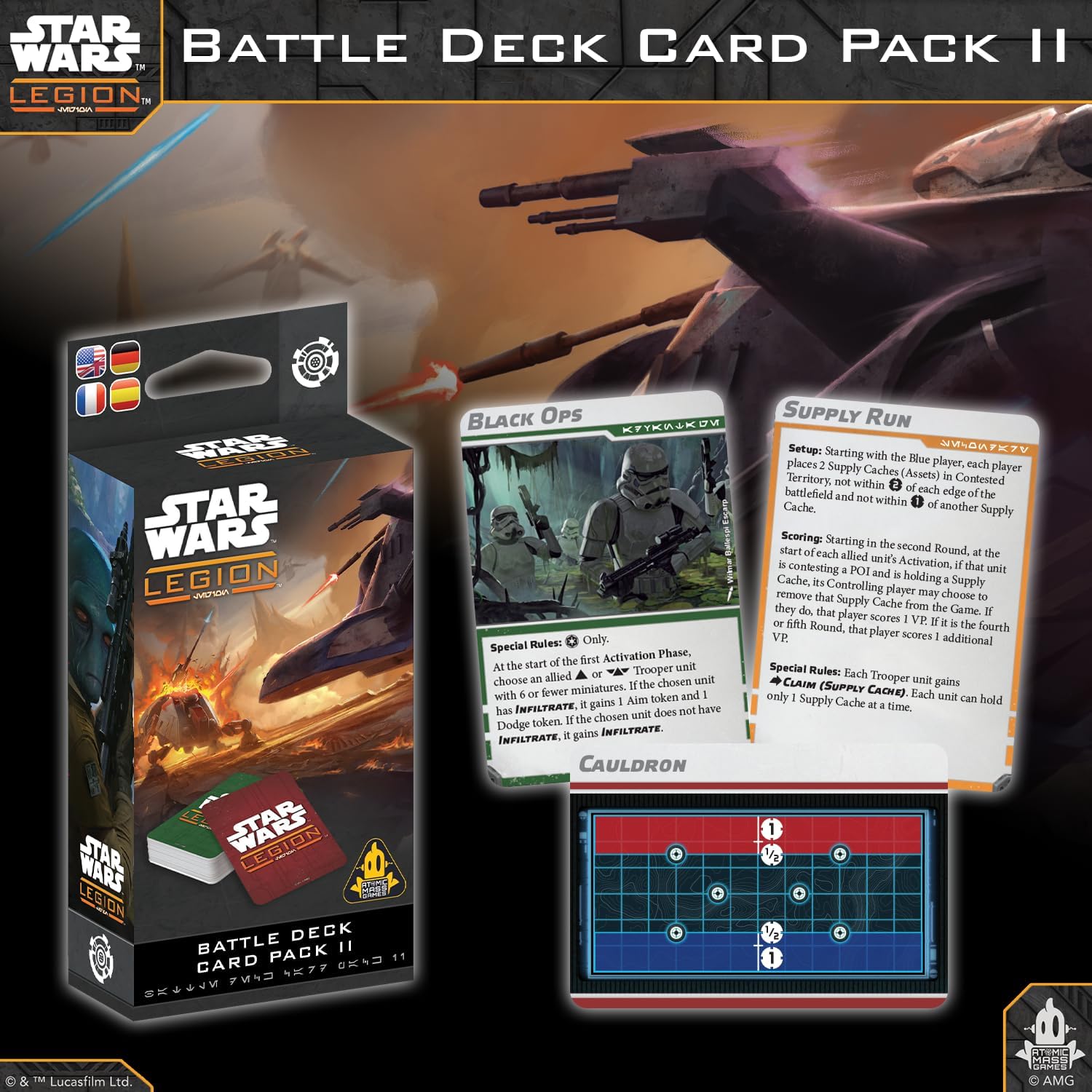 Asmodee | Star Wars: Legion - Battle Deck Card Pack II | Tabletop Miniatures Game | Ages 14+ | 2 Players | 3 Hours Playing Time