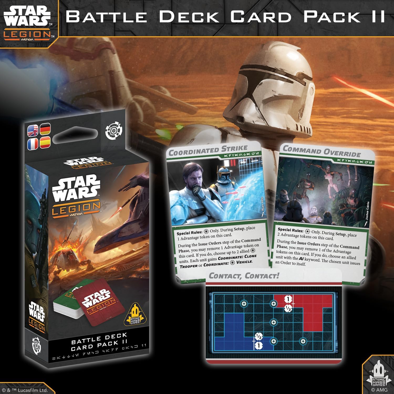Asmodee | Star Wars: Legion - Battle Deck Card Pack II | Tabletop Miniatures Game | Ages 14+ | 2 Players | 3 Hours Playing Time