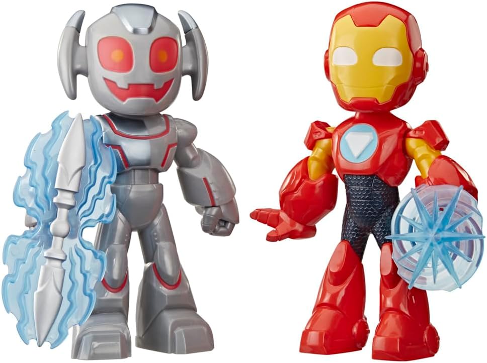 Marvel Iron Man and His Awesome Friends Supersized Iron Man & Ultron Clash Pack, 22.8-cm (9 inch) Action Figures, Super Hero Toys for Children, Ages 3+