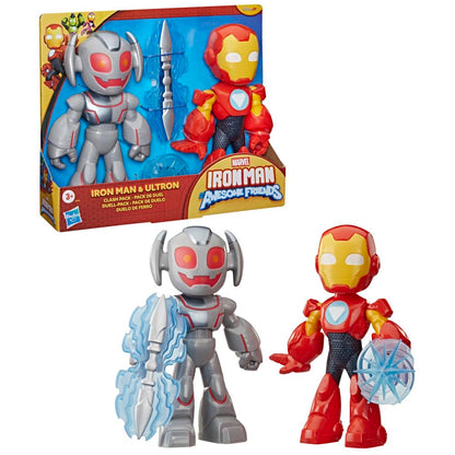 Marvel Iron Man and His Awesome Friends Supersized Iron Man & Ultron Clash Pack, 22.8-cm (9 inch) Action Figures, Super Hero Toys for Children, Ages 3+