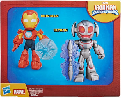 Marvel Iron Man and His Awesome Friends Supersized Iron Man & Ultron Clash Pack, 22.8-cm (9 inch) Action Figures, Super Hero Toys for Children, Ages 3+