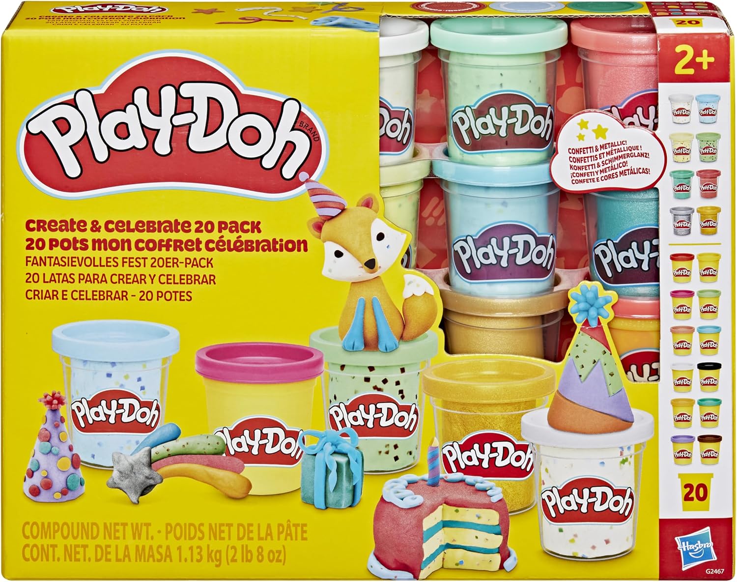 Play-Doh Pack of 20 to Create and Celebrate, 2 Oz Tins, Gifts and Refills for Kids, Arts and Crafts 2+
