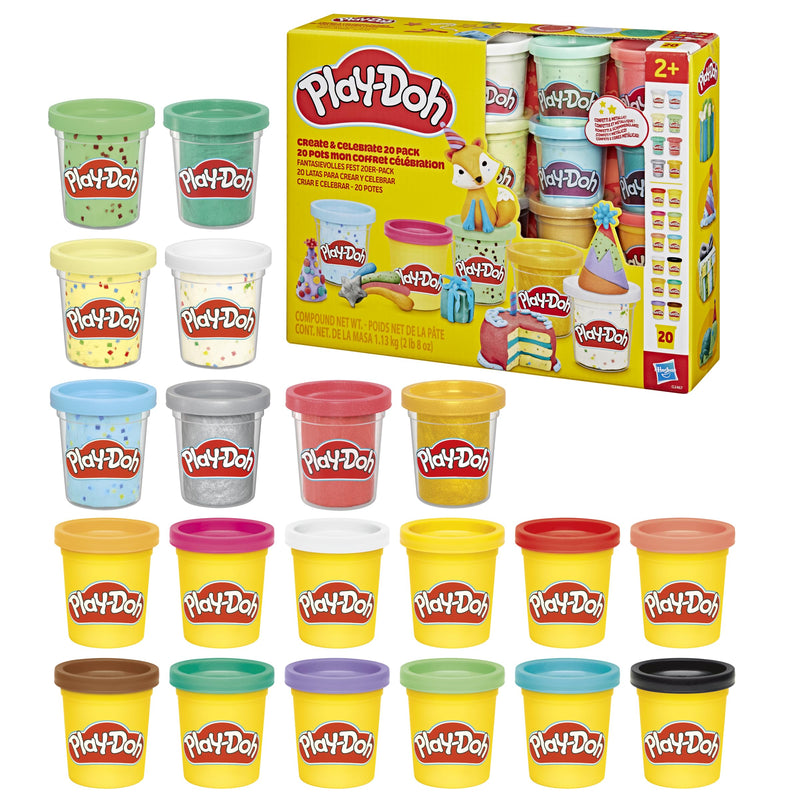 Play-Doh Pack of 20 to Create and Celebrate, 2 Oz Tins, Gifts and Refills for Kids, Arts and Crafts 2+