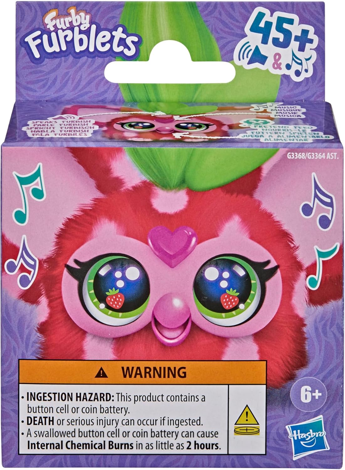 Furby Furblets Ber-Ree Mini Plush, Strawberry Theme, Red, Music & Sounds, Food Toys for Kids Aged 6+