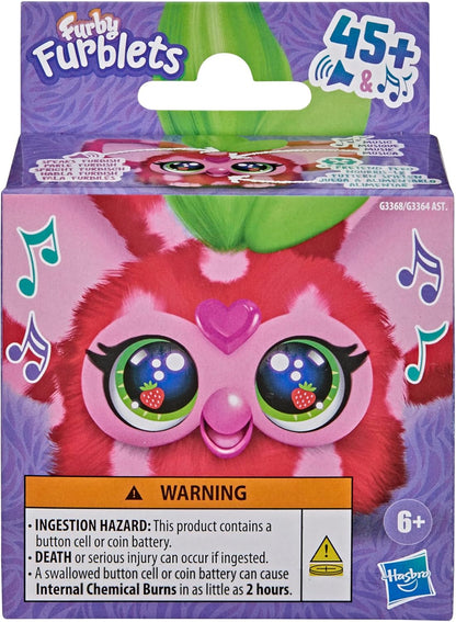 Furby Furblets Ber-Ree Mini Plush, Strawberry Theme, Red, Music & Sounds, Food Toys for Kids Aged 6+