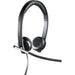 Logitech H650e Wired Headset, Stereo Headphones with Noise-Cancelling Microphone, USB, In-Line Controls, Indicator LED, PC/Mac/Laptop - Black