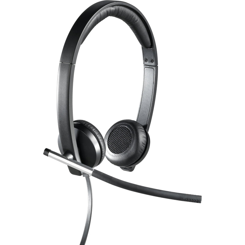 Logitech H650e Wired Headset, Stereo Headphones with Noise-Cancelling Microphone, USB, In-Line Controls, Indicator LED, PC/Mac/Laptop - Black