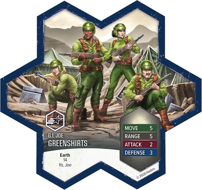 Renegade Games: GI Joe Heroscape - Greenshirts & Battle Copter Common Army Expansion - 5 Detailed Unpainted Miniatures, 2 Army Cards, Tabletop Game