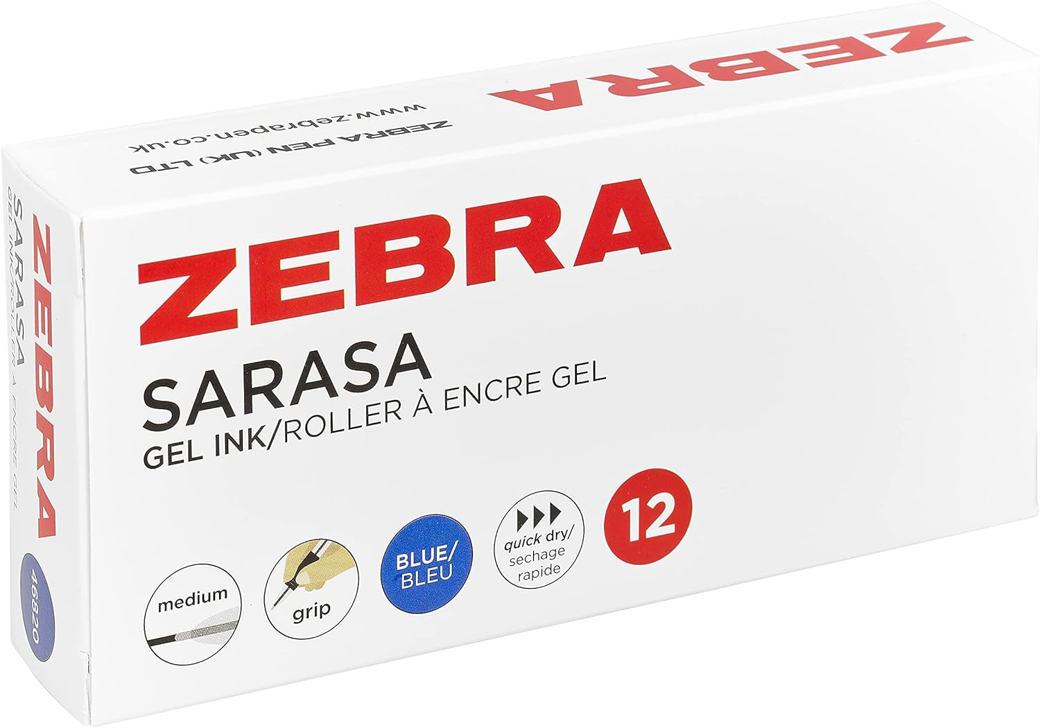 ZEBRA Pen Sarasa Coloured Pens, Fine Point Gel Pens For Adult Colouring, Smear-Proof Gel Pens For Writing, Reliable Retractable Gel Pens For Kids & Adults, Colour ZEBRA Pens Set, 12 Pk - Blue Ink