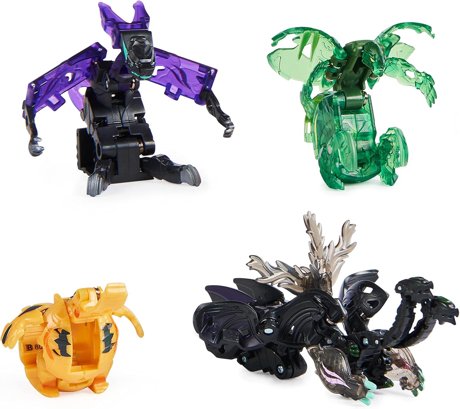 BAKUGAN 'Legends' 2023 Legends Collection Pack of 4 with 1 Nova Ball, 1 Basic Ball, 1 Geogan and 1 Ultra Ball with Baku Gear, Various Variations, for Children from 6 Years