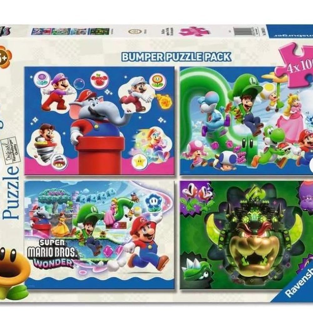 Ravensburger - Supermario Wonder 4 x 100 Pieces | Puzzle Children 5 Years | 100 Piece Puzzle of 36 x 26 cm | Puzzles Ravensburger | Gift for Children 5 Years | Gift Ideas