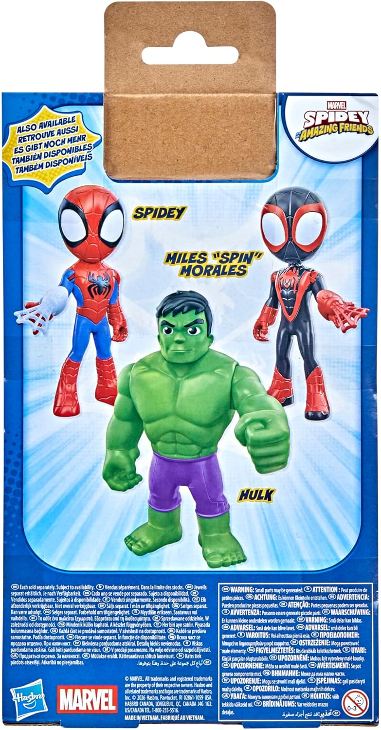 Marvel Spidey and His Amazing Friends Supersized Hulk 22.5-cm Action Figure, Preschool Super Hero Toy, Children Aged 3 and Up