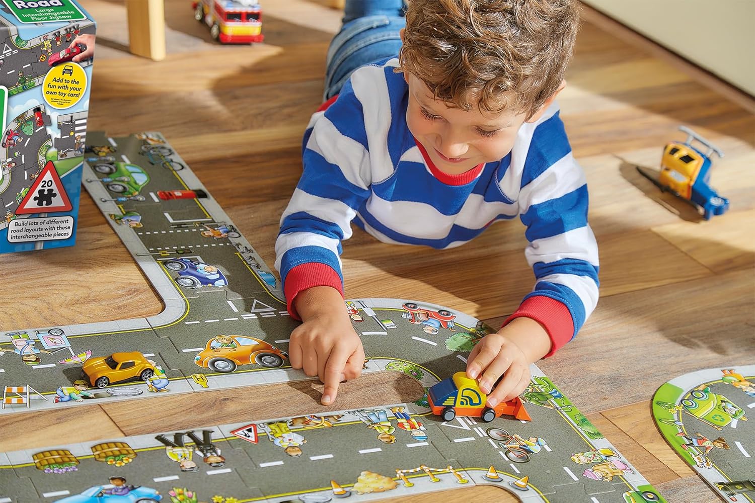 Orchard Toys Giant Road Floor Puzzle - Large Interchangeable Car Track Jigsaw Puzzles for 3 Year Olds - Alternative Road Mat for Toy Cars - Educational Kids Jigsaw for Toddlers - Age 3+
