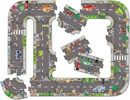 Orchard Toys Giant Road Floor Puzzle - Large Interchangeable Car Track Jigsaw Puzzles for 3 Year Olds - Alternative Road Mat for Toy Cars - Educational Kids Jigsaw for Toddlers - Age 3+
