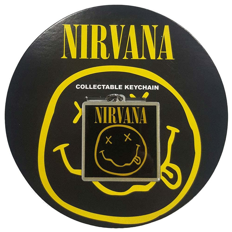 Nirvana Happy Face (stampa fotografica) portachiavi in plastica argento, Argento, taglia unica