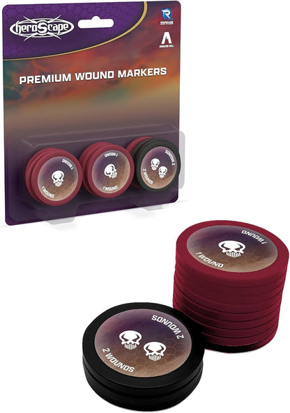Renegade Games: Heroscape - Premium Wound Markers - 12 Piece Set, 1 & 2 Wound Tokens, Make Tracking Faster & Cleaner, RPG Accessory, Game Add-On