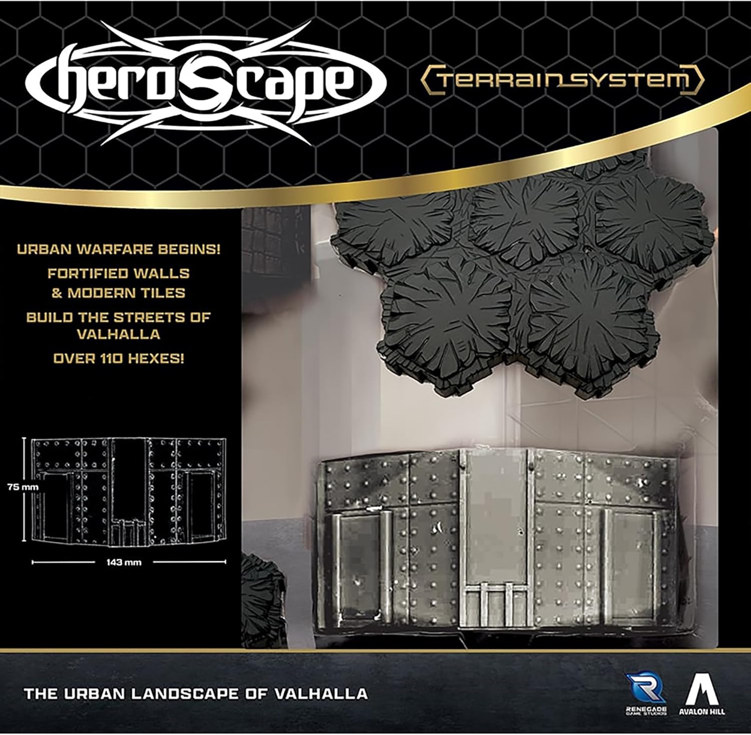 Renegade Games: Heroscape - The Urban Landscape of Valhalla Terrain Expansion -32pcs, Asphalt & Concrete Tiles, Hex-Based Miniature Game Accessory