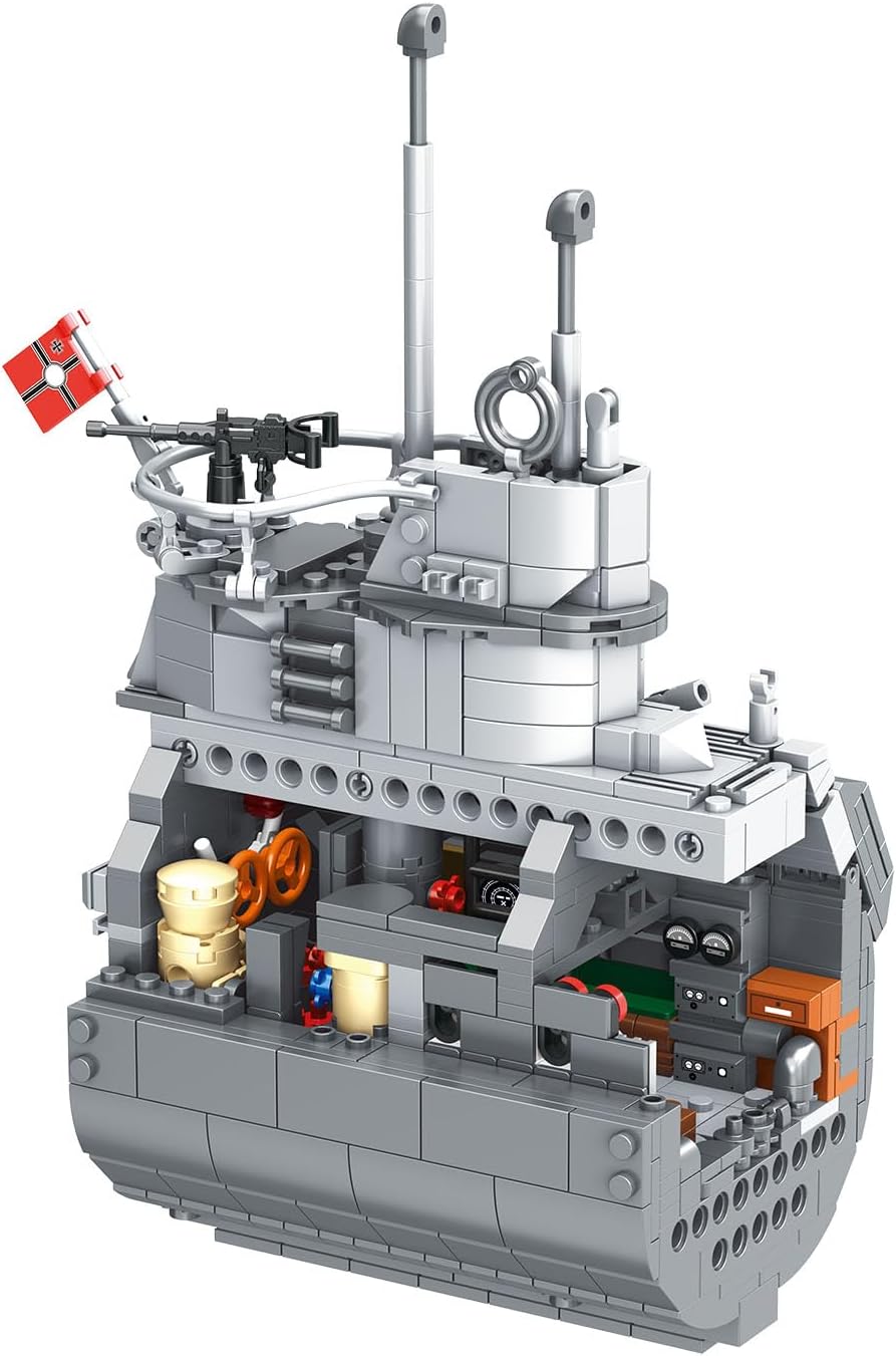 Revell Brick System 00960 U-Boat "Das Boot" Submarine Building Block Set, 1:56 Scale, 120cm in length, 6,483 Pieces, Includes Display Stand and Stickers For Decoration