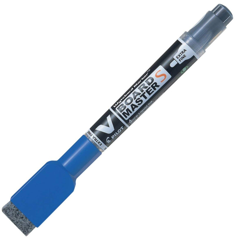 Pilot V-Board Master S 3.5 mm Tip Extra Fine Whiteboard Marker with Eraser - Blue (Box of 10
