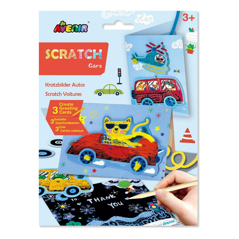 Avenir Scratch - Auto's | Knutselen, Wenskaarten Set | Maak Mooie Wenskaarten | Scratch Art 3+