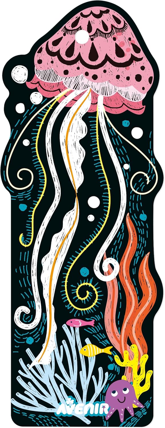 Avenir Scratch Art Bookmarks - Sea Animals Theme, Create 5 Bookmarks by Scratching The Paper and Revealing The Designs and Colours, A Fun DIY Creative Activity. for Ages 3-12 Years