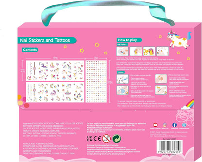 Avenir Nail Stickers and Tattoos | Unicorns, 260+ Temporary Stickers and Tattoos | Kids Ages 3+ | Nail Art Decals Self-Adhesive Cute Supplies Art Design Decoration Accessories