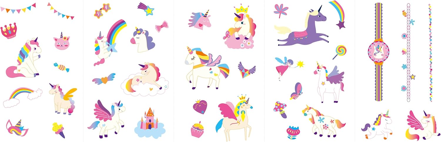 Avenir Nail Stickers and Tattoos | Unicorns, 260+ Temporary Stickers and Tattoos | Kids Ages 3+ | Nail Art Decals Self-Adhesive Cute Supplies Art Design Decoration Accessories