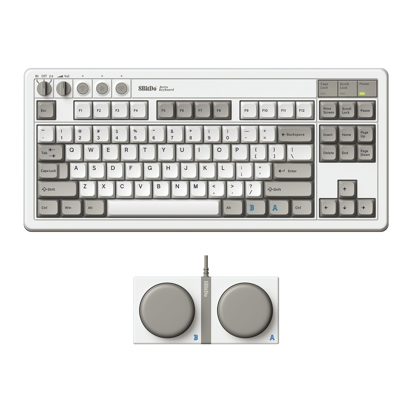 8Bitdo Retro Mechanical Keyboard, Bluetooth/2.4G/USB-C Hot Swappable Gaming Keyboard with 87 Keys, Dual Super Programmable Buttons for Windows and Android - M Edition - QWERTY ANSI US Layout