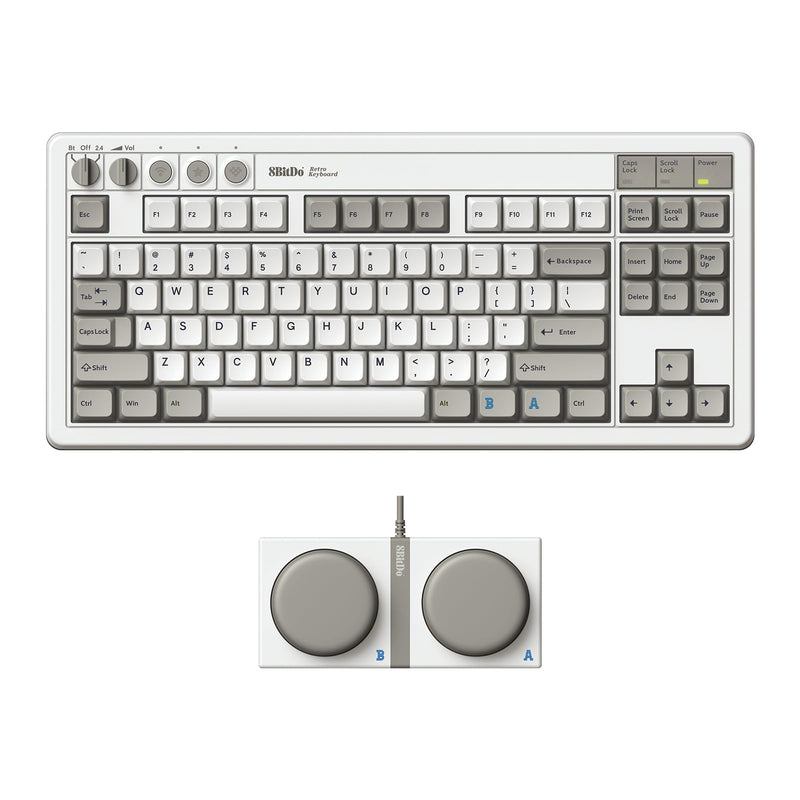 8Bitdo Retro Mechanical Keyboard, Bluetooth/2.4G/USB-C Hot Swappable Gaming Keyboard with 87 Keys, Dual Super Programmable Buttons for Windows and Android - M Edition - QWERTY ANSI US Layout