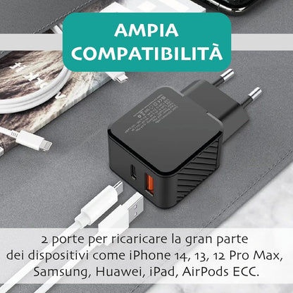 Caricatore Da Muro 20W Usb-C/A Pd