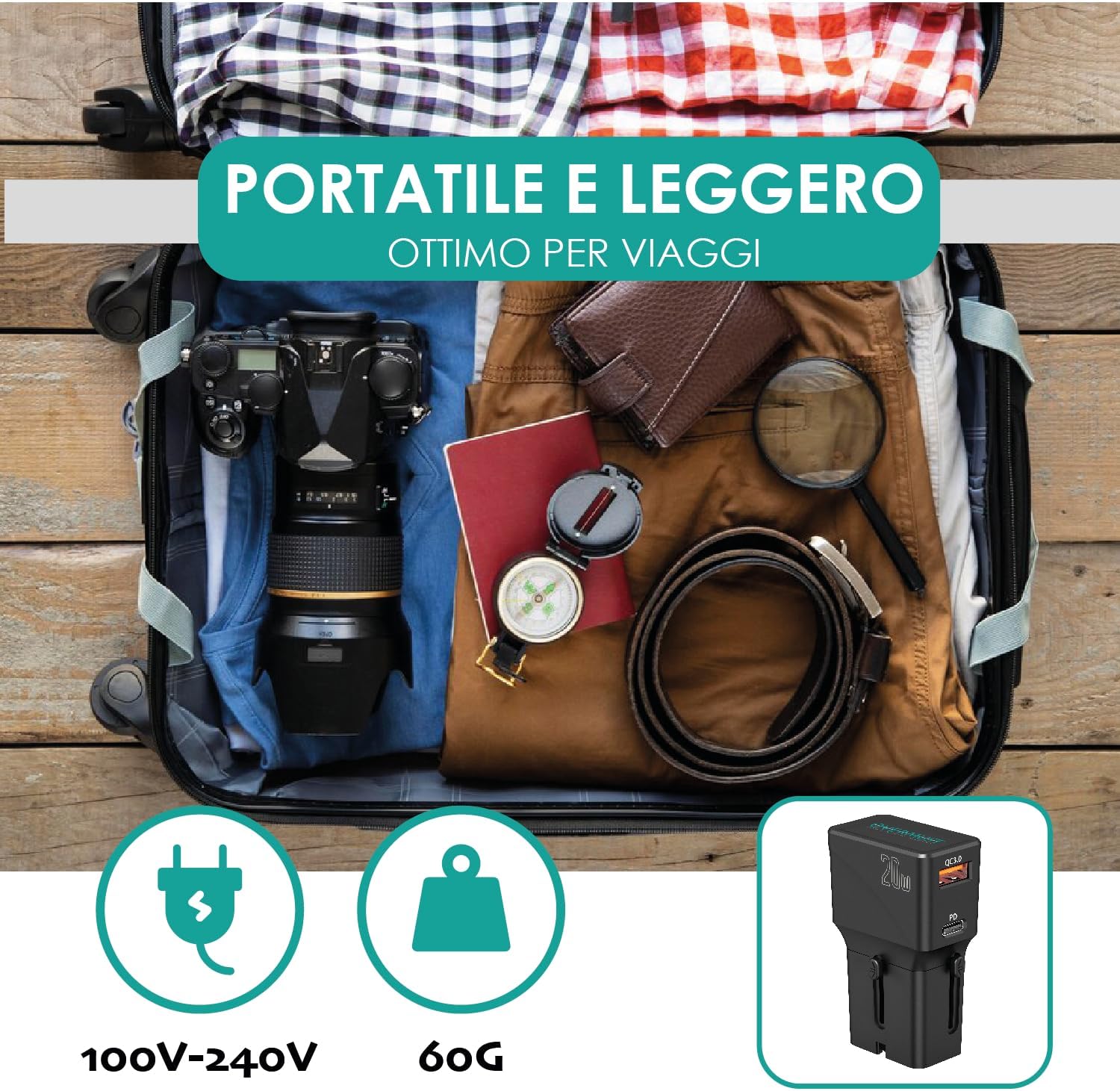 Travel Charger 2 Usb Port Pd 20W