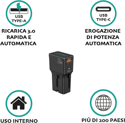Travel Charger 2 Usb Port Pd 20W