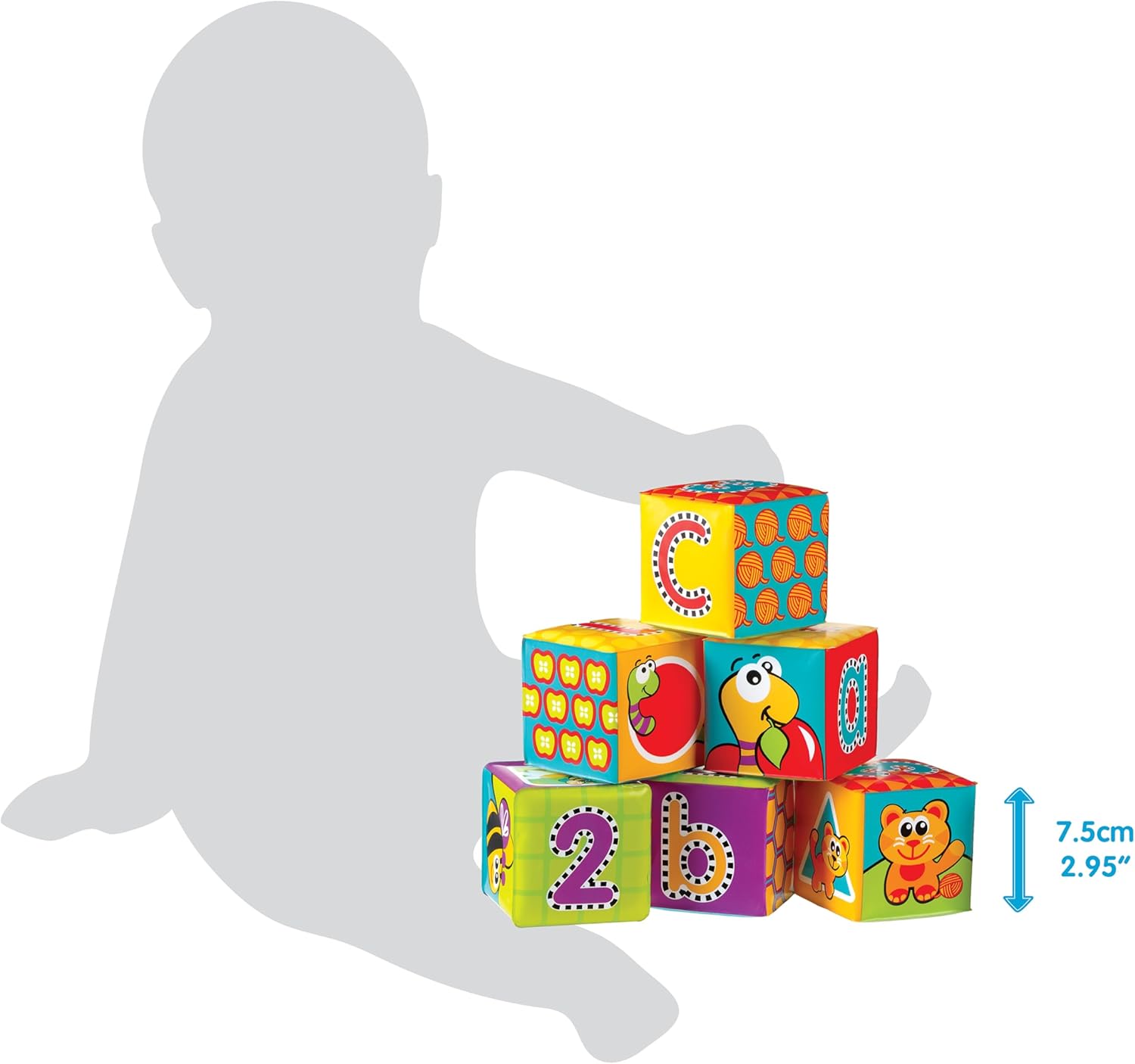 Playgro 0183838 Splash and Learn Bath Blocks - 6 pcs for Baby Infant Toddler Children, Playgro is Encouraging Imagination with STEM/STEM for a Bright Future - Great Start for a World of Learning