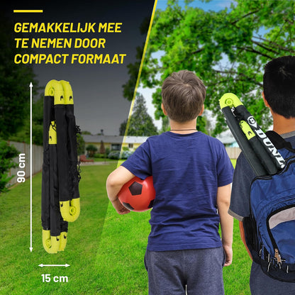 Dunlop Voetbaldoel - Voetbalgoal 90 x 59 x 61 cm - Voetbal Goal Opvouwbaar - Makkelijk op te Bergen - Voetbal Training Doel voor Kinderen en Volwassenen - Kunststof - Zwart/Geel