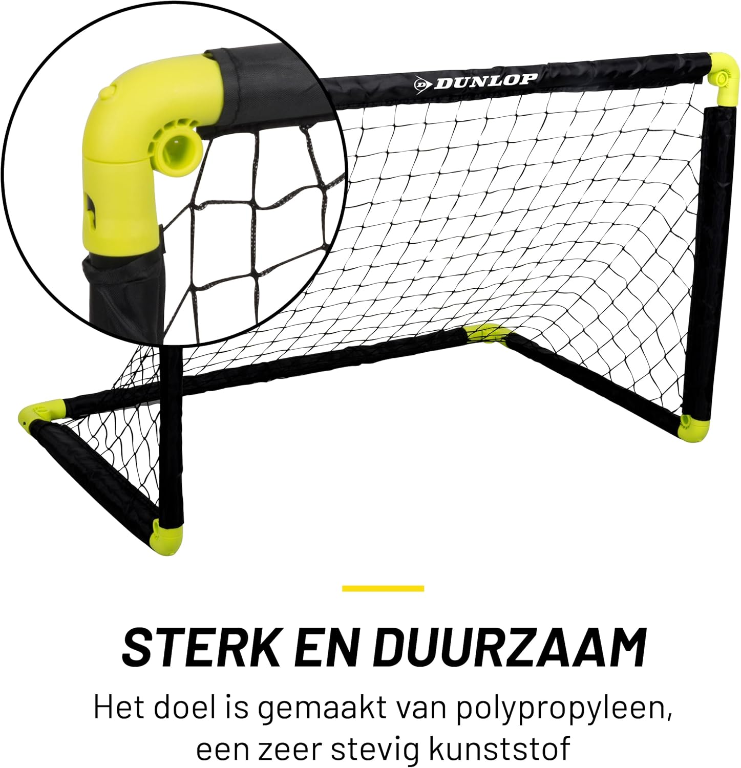 Dunlop Voetbaldoel - Voetbalgoal 90 x 59 x 61 cm - Voetbal Goal Opvouwbaar - Makkelijk op te Bergen - Voetbal Training Doel voor Kinderen en Volwassenen - Kunststof - Zwart/Geel