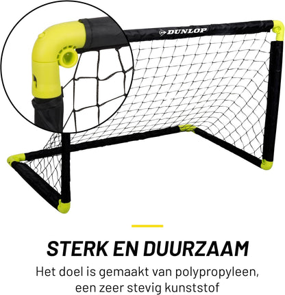 Dunlop Voetbaldoel - Voetbalgoal 90 x 59 x 61 cm - Voetbal Goal Opvouwbaar - Makkelijk op te Bergen - Voetbal Training Doel voor Kinderen en Volwassenen - Kunststof - Zwart/Geel