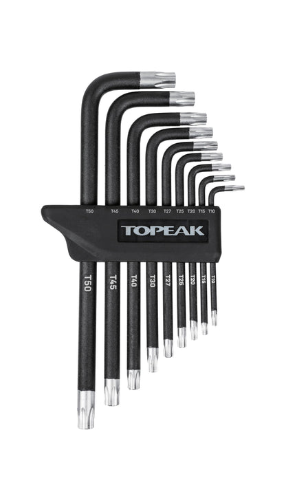 Topeak T-Torx 15400220 - Set di chiavi 9-TLG, SNCM-V in acciaio/plastica, nero/giallo, dimensioni T10-T50, compatte e durevoli, 18,4 x 10,7 x 1,8 cm