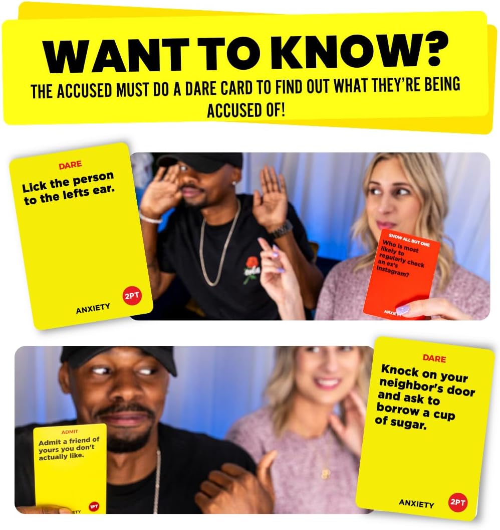Viral Studios Anxiety - The Savage Party Card Game for Accusations, Dares & Horrible Honesty – 500 Cards, Ages 17+, Perfect for Adults