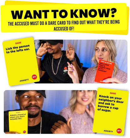 Viral Studios Anxiety - The Savage Party Card Game for Accusations, Dares & Horrible Honesty – 500 Cards, Ages 17+, Perfect for Adults