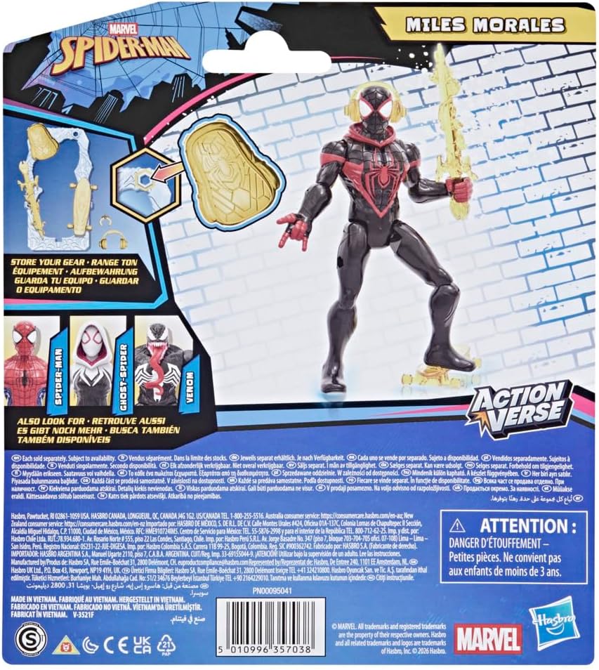 Marvel Spider-Man ActionVerse Miles Morales Action Figure & Accessories, 11.4-cm (4.5 inch) Super Hero Toys & Figures for Children, Ages 4+