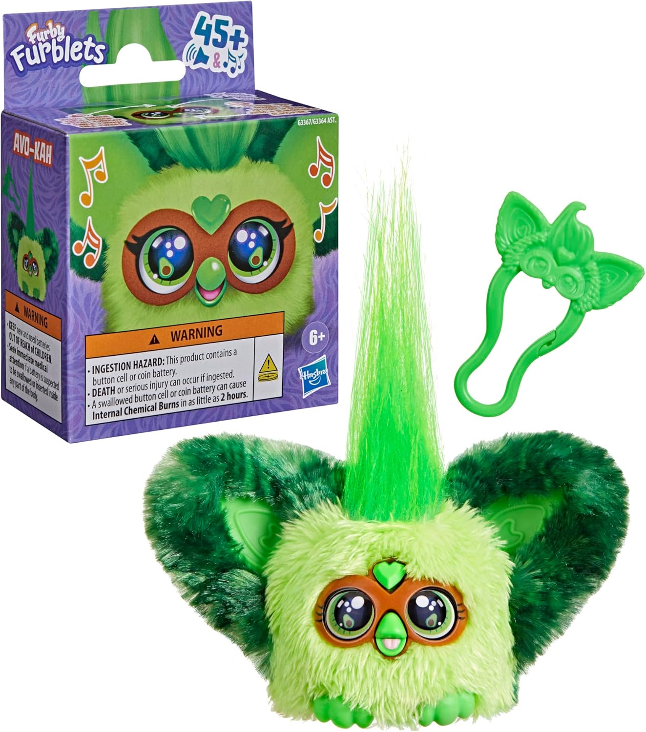 Furby Furblets Avo-Kah Mini Plush, Avocado Theme, Green, Music & Sounds, Food Toys for Children Aged 6+