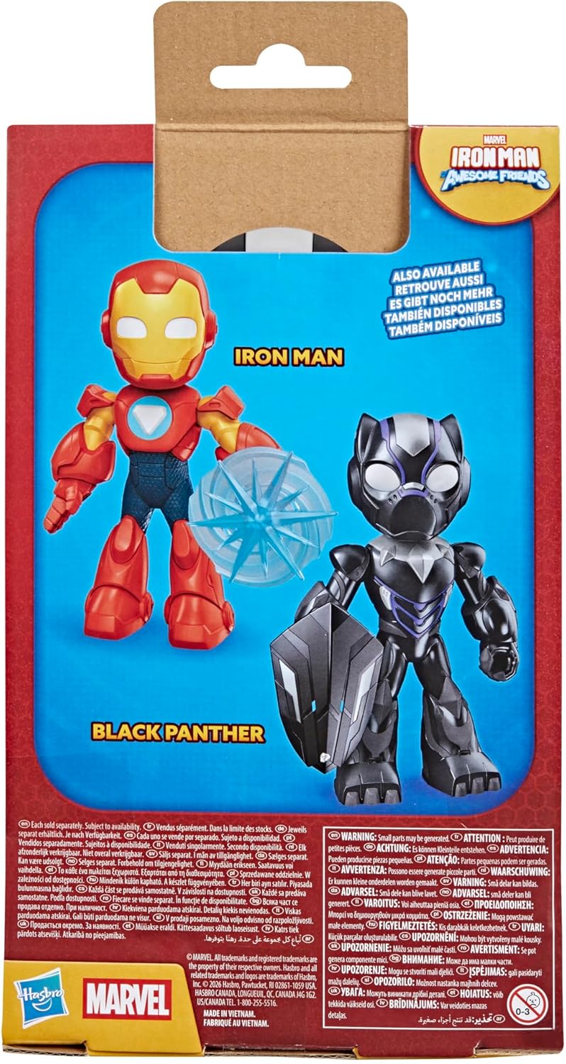 Iron Man and His Awesome Friends Marvel Black Panther Action Figure – 22.8 cm (9 Inch) Oversized Toy with Accessory, Ages 3+