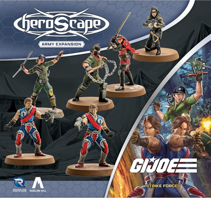 Renegade Games: GI Joe Heroscape - Strike Forces Army Expansion - 2 Unique Heroes, (2) 2-Figure Squads, 3 Zipline Permanent Power Gyphs, 4 Army Cards