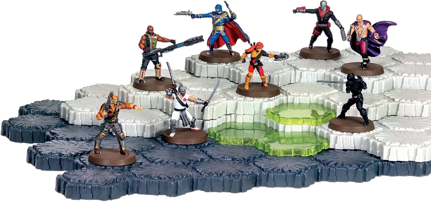 Renegade Games: GI Joe Heroscape - Rumble at The Rift Battle Box - 8 Miniatures, Modular Hex Terrain, Cobra Fortifications, Dice-Markers-Scenarios