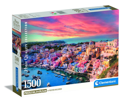 Clementoni Jigsaw Puzzle Picturesque Procida Island 1500 Pieces - Compact Box, Puzzle For Adults 14-99 Years, Gift For Men/Women, Made In Italy, 31721