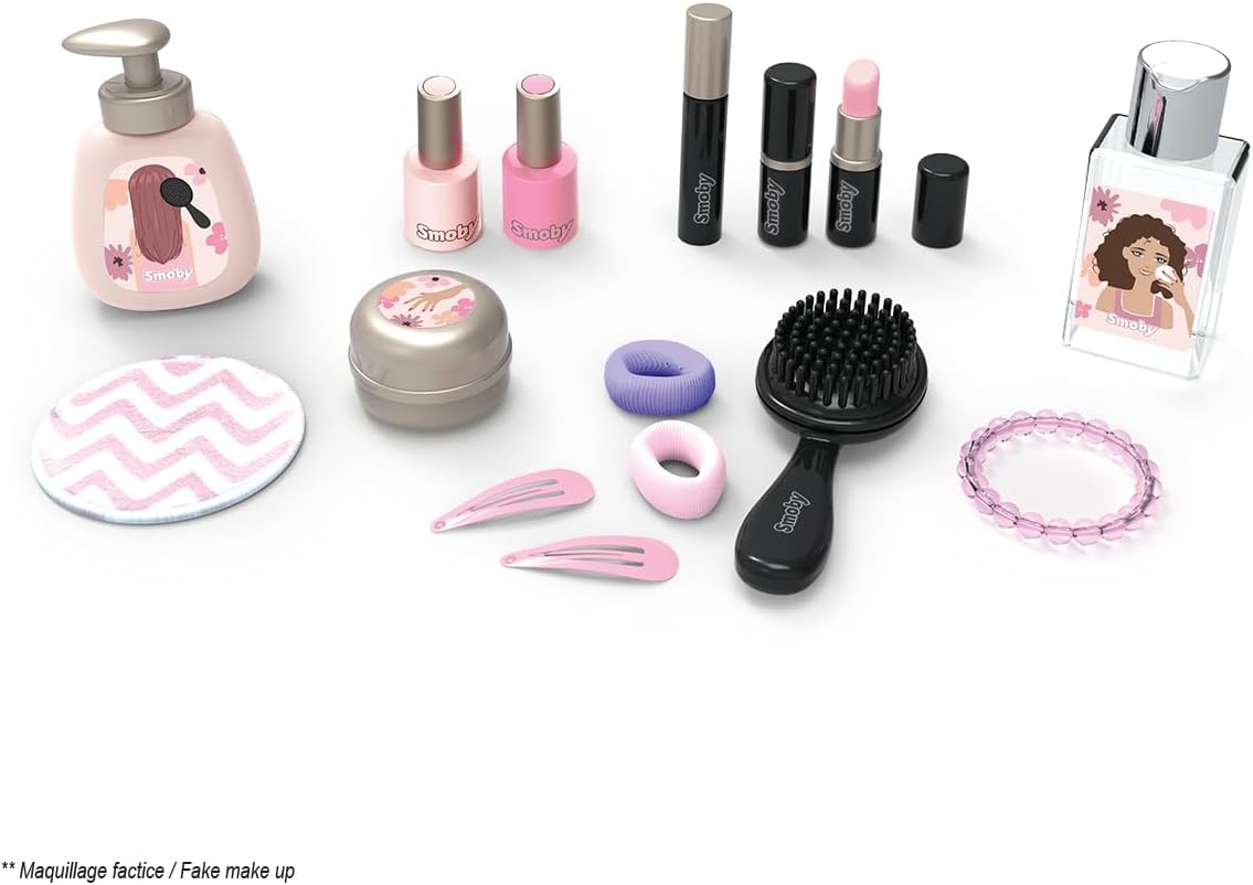Smoby - My Beauty Studio - Kapsalon, Nagelsalon, Nepmake-up - Afneembare spiegel - Draaibare lades - 15 accessoires - Gerecycled materiaal - Vanaf 3 jaar - Gemaakt in Frankrijk