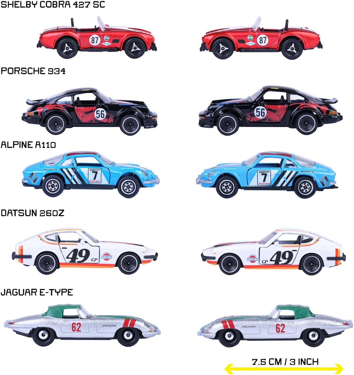 Majorette Vintage Racing 5 Pieces Giftpack diecast cars suitable for play, collect and gift kids and adults