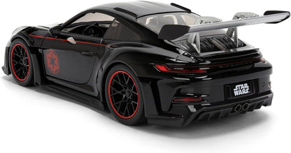 Jada Toys Star Wars Darth Vader Porsche 911 GT3 RS Die-Cast Car 1:24 with Figure, Doors and Bonnet to Open, Freewheel, 19 cm - Black